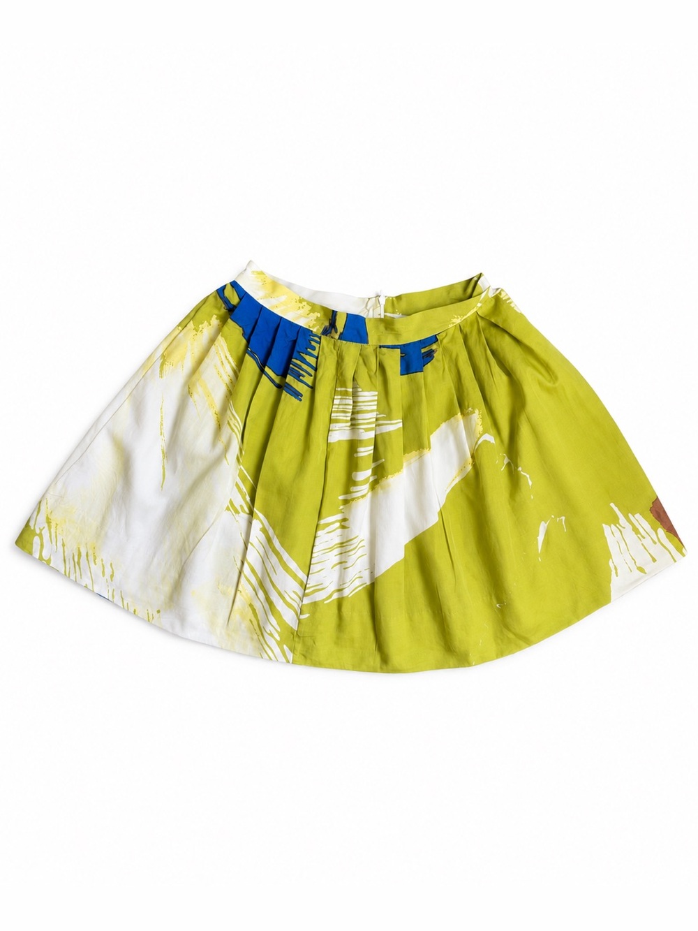 James‎ Coviello New York Skirt 8 Green Abstract Print Pleated A-Line Designer
